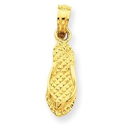 14k Gold 3-D Captiva Flip-Flop Pendant