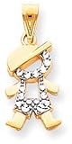 Boy Cut Out Charm, Yellow Gold/Rhodium
