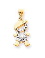 Boy Cut Out Charm, Yellow Gold/Rhodium