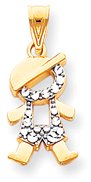 Boy Cut Out Charm, Yellow Gold/Rhodium