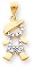 Boy Cut Out Charm, Yellow Gold/Rhodium