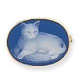 14k 20x25mm Cat Porcelain Cameo Pin