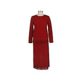 IMAGE OF Nina Leonard Tunic and Skirt with Fringe Trim (Small 6 8, Ruby Red)