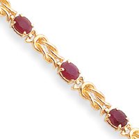 14k Ruby Bracelet - 7 Inch - Box Clasp by JewelryWeb