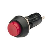 Round push to make switch, 250Vac, Red