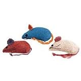 Burlap 3 inch Colored Mice 3pk