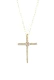 10 point Diamond 9ct Gold Cross Pendant with Chain