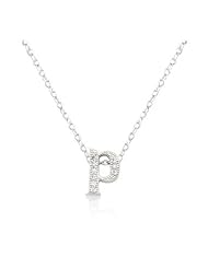 Micro-Pave Initial P Pendant Necklace