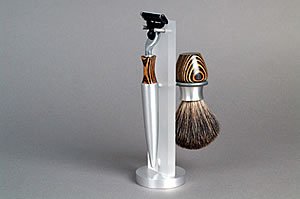 Frankman's Gigolo Shaving Set with Badger Shaivng Brush and Mach 3 Razor on Stand, Zebra