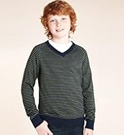 Autograph Cotton Rich V Neck Jumper with Cashmere