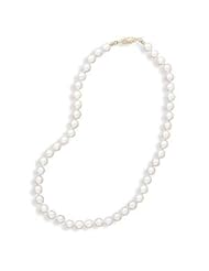 Akoya Pearl Necklace 7-7.5mm Grade A Cultured 14K Yellow Gold Clasp - Made in the USA