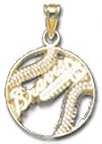 Atlanta Braves Solid 14K Gold BRAVES Pierced Baseball Pendant