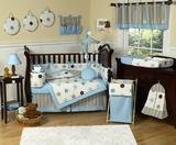 JoJo Designs 9-Piece Baby Crib Bedding Set - Blue and Brown Modern Polka Dots
