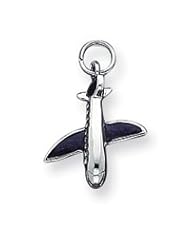 Sterling Silver Purple Enameled Airplane Charm QC3866"
