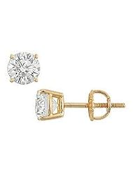 14K Yellow Gold : Round Diamond Stud Earrings â€" 1.50 CT. TW.