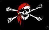 Pirate FLAG Jolly Roger Skull & Crossbones with Red ...