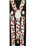 Outer Rebel Fashion Suspenders- White with Cherries