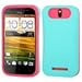 MyBat HTC One SV Rubberized Card Wallet Back Protector Cover - Retail Packaging - Teal/Pink