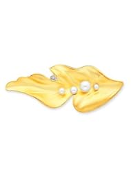 14k Cultured Pearl & Diamond Leaf Pin - PIN63