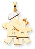 Big Boy Small Girl Charm, Yellow/Pink/White Gold