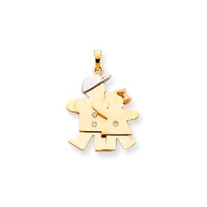 Big Boy Small Girl Charm, Yellow/Pink/White Gold