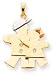 Big Boy Small Girl Charm, Yellow/Pink/White Gold