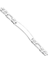 Sterling Silver 8inch Polished Engraveable Figaro Link ID Bracelet