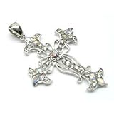 Clear Color Austrian Rhinestone Victorian Style Cross Pendant
