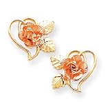 10k Black Hills Gold Rose inside Scrolled Heart Earrings