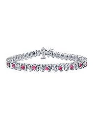 Pink Sapphire and Diamond S Tennis Bracelet : Platinum â€" 2.00 CT TGW