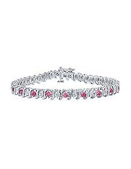 Pink Sapphire and Diamond S Tennis Bracelet : Platinum â€" 4.00 CT TGW