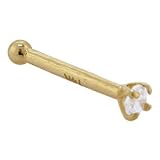 Solid 14KT Yellow Gold 2mm Cubic Zirconia SOLITAIRE Nose Stud Ring