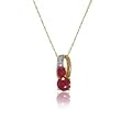 Ruby and Diamond Simple Pendant with Chain in Solid Yellow Gold