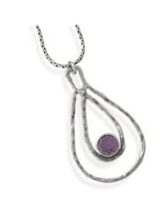 18" Necklace and Double Pear Shape Pendant with Amethyst