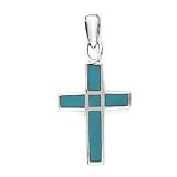 Turquoise Cross Pendant Set in Fine 925 Silver
