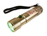 Compact 3-in-1 Super-Bright White + Green LED Flashlight with Laser Pointer - Brilliant Silver Aluminum