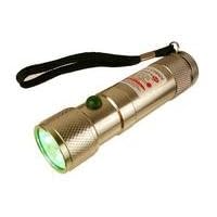 Compact 3-in-1 Super-Bright White + Green LED Flashlight with Laser Pointer - Brilliant Silver Aluminum