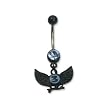 Black Bioplast Belly Ring with Blue Australian Crystals - 14g/5mm ball