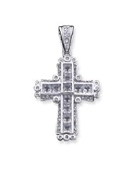 Sterling Silver CZ Cross Pendant QC4354"