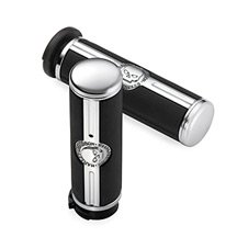 Harley Davidson Willie G.&reg; Skull Hand Grips. Contrasting the chrome sinister skull logo surrounded by "Harley-Davidson&reg;" script, the raised rubber pads add positive grip and comfort for the long haul. Easy-to-install, these grips feature a "glueless" design that allows removal without damage.