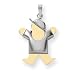 14k Two-Tone Puffed Boy with Hat on Right Engraveable Charm - JewelryWeb