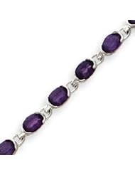 Sterling Silver Oval Amethyst Bracelet - 7 Inch