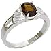 Women's Solitaire Smoky Quartz Genuine Nature Stone Special Plating Ring, Size: 5-10 Sterling Silver .925