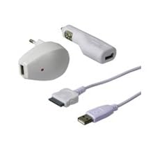3in1 Multicharger Ladeset weiss für Apple iPod und iPhone - KFZ Ladekabel, Netzteil, Datenkabel