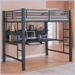 Coaster Full Size Metal Loft Bed with Computer Workstation in Black