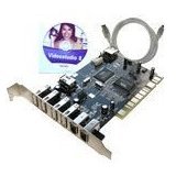 PCI Firewire DV iLink Sony IEEE1394 Card with Cable and Ulead Videostudio DV Editting Software Kit - Bonus of 5 USB2 Ports