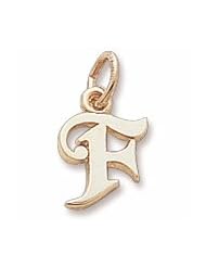 Rembrandt Charms, Letter F Charm in Solid Sterling Silver or Gold