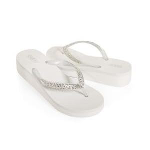 Isotoner - ESNY Wedge Thong Wedding Flip Flop with Rhinestones