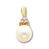 14k 7mm Pearl AA Diamond pendant