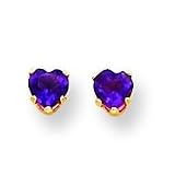 14k 4mm Amethyst Heart Earrings